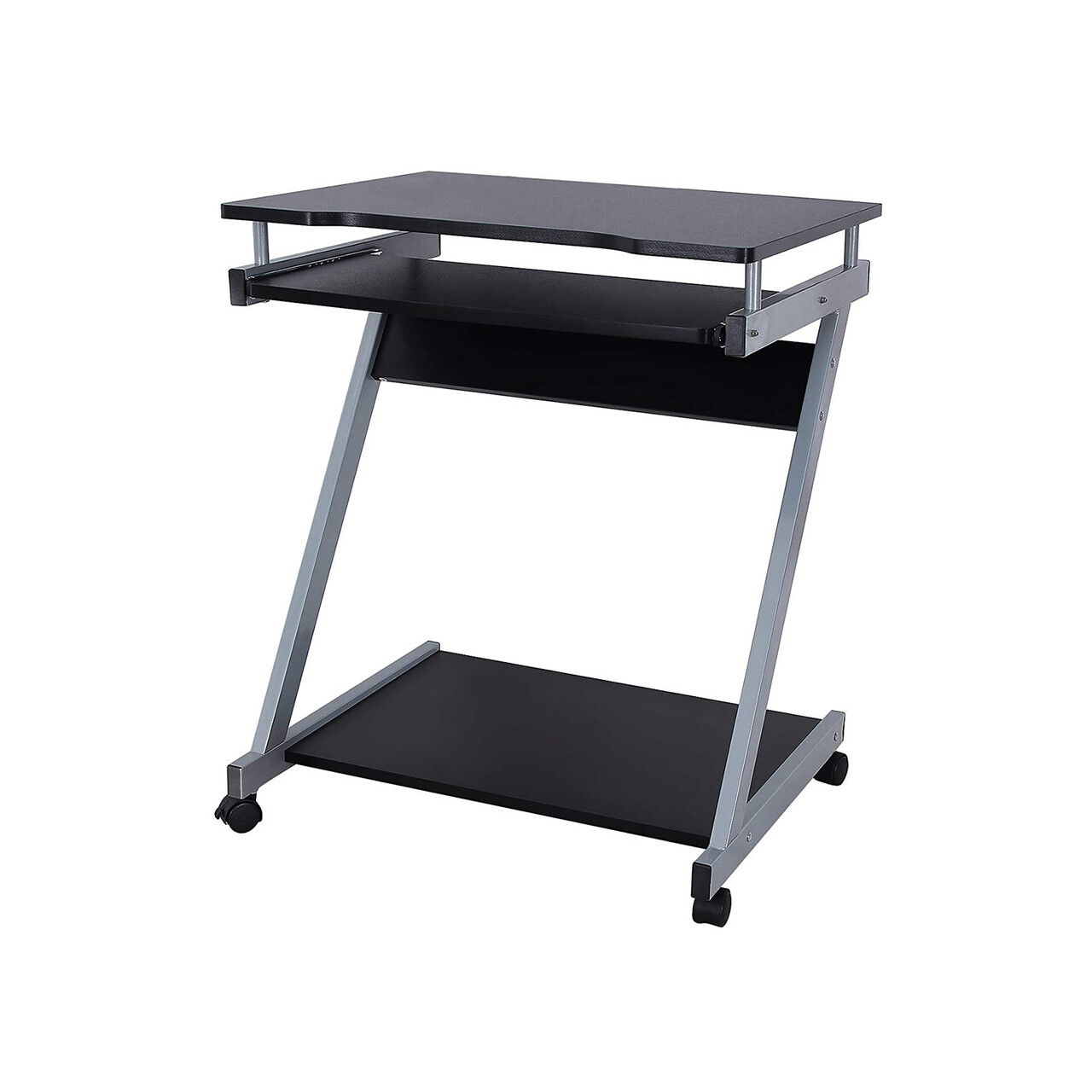 Birou mobil cu suport tastatura, Z-Shaped Vasagle, 60x48x73 cm, PAL/otel, negru - imagine 7
